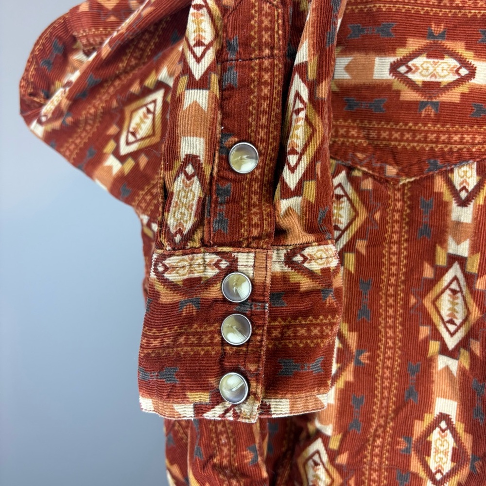 Bit & Bridle For Her Corduroy Western Brown Long Sleeve Button Down Size M - Picture 7 of 8